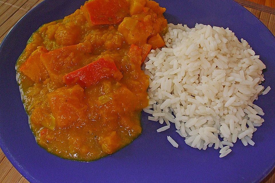 Kürbis Curry exotisch mit Kokosmilch