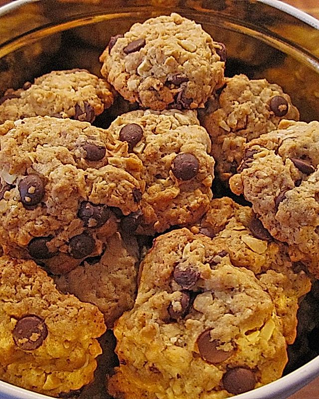 Haferflocken-Kokos Cookies mit Schokotropfen