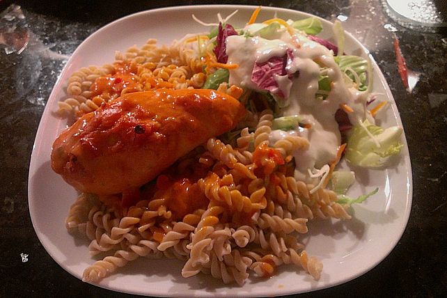 Scharfes Hühnchen mit Nudeln von Saya1981| Chefkoch