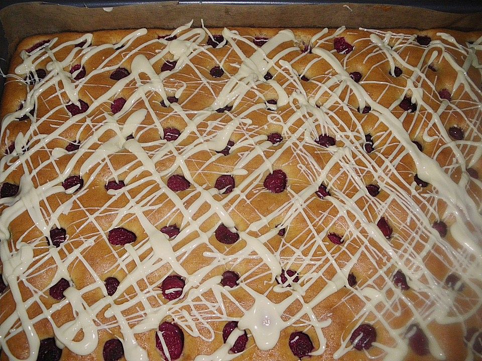 Vanille-Himbeer-Blechkuchen von siggis | Chefkoch