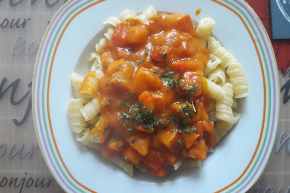 Spaghetti in Kürbissauce