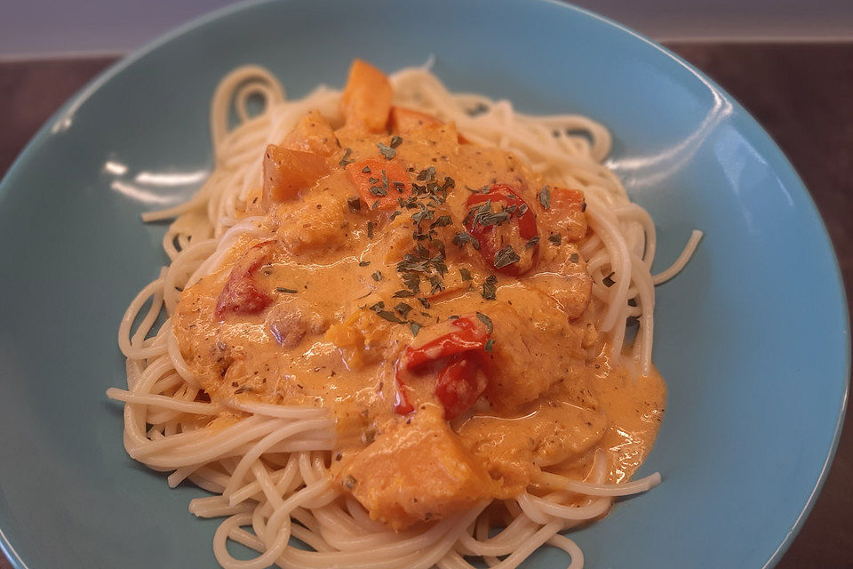 Spaghetti in Kürbissauce