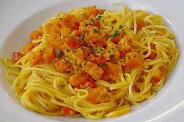 Spaghetti in Kürbissauce