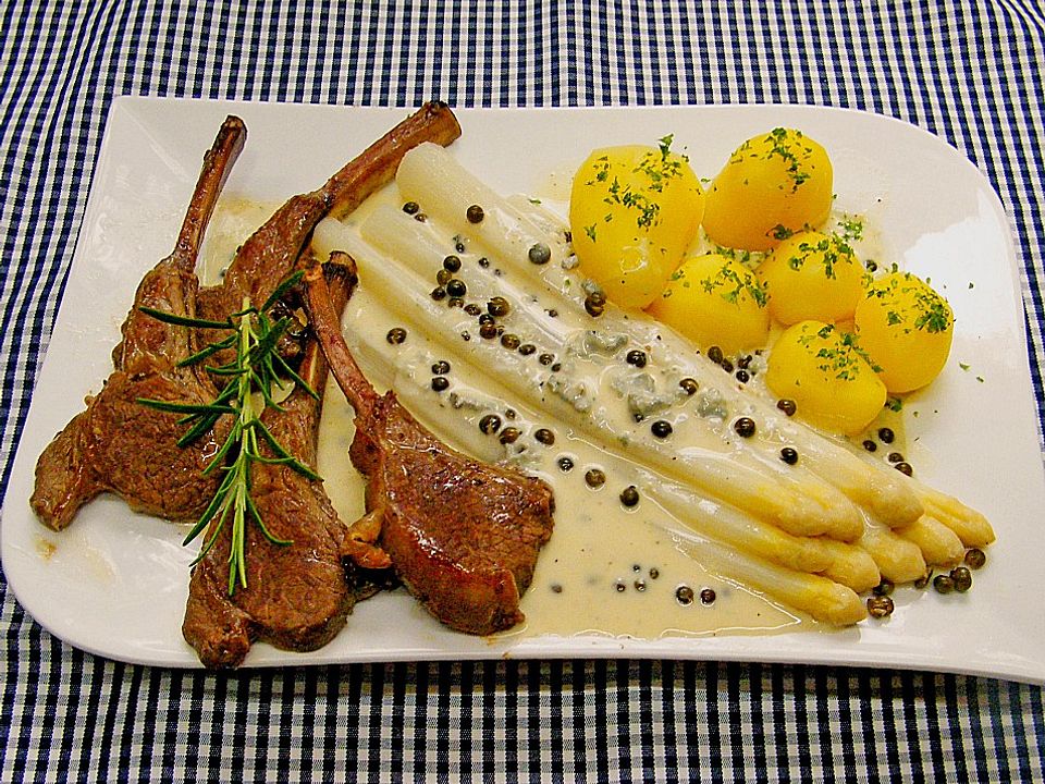 Spargel mit Lammkoteletts und Gorgonzola-Sauce von Zausi33| Chefkoch