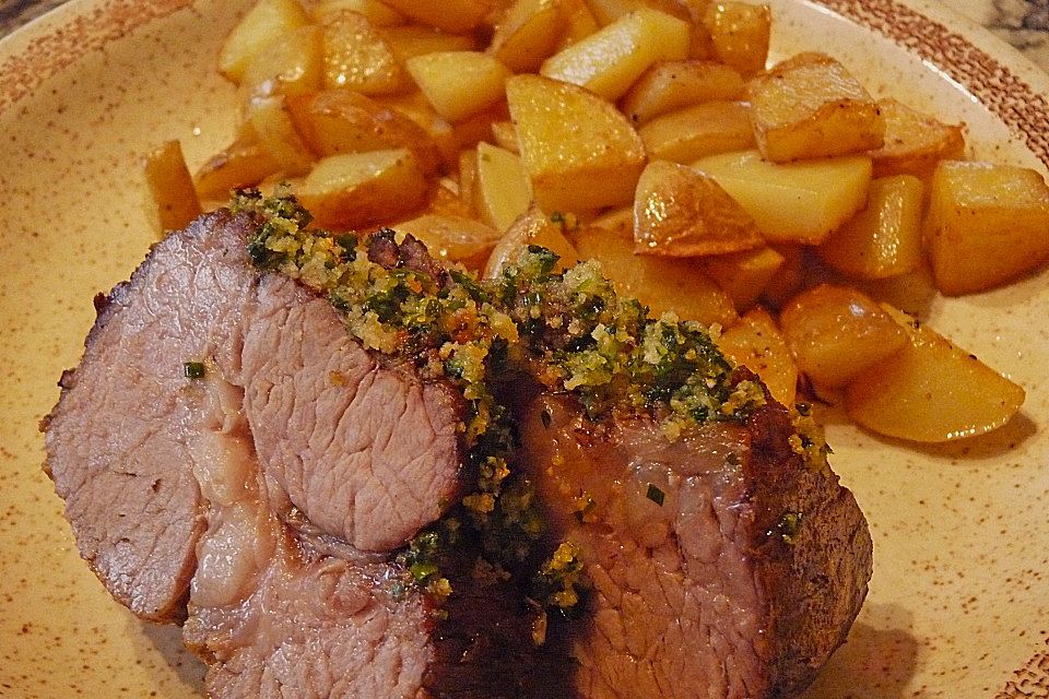 Braten vom Kabierrind - Siedfleisch mit Kräuterkruste