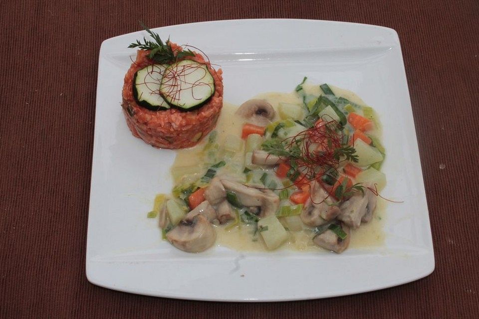 Kohlrabigemüse mit Champignons