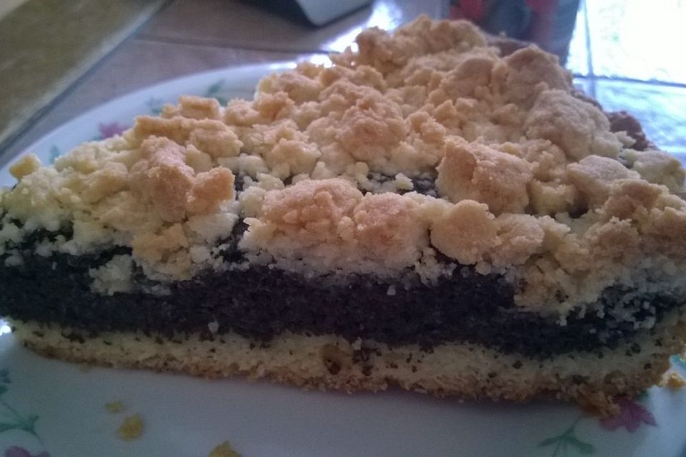 Mohnkuchen mit Vanillepudding nach Anna