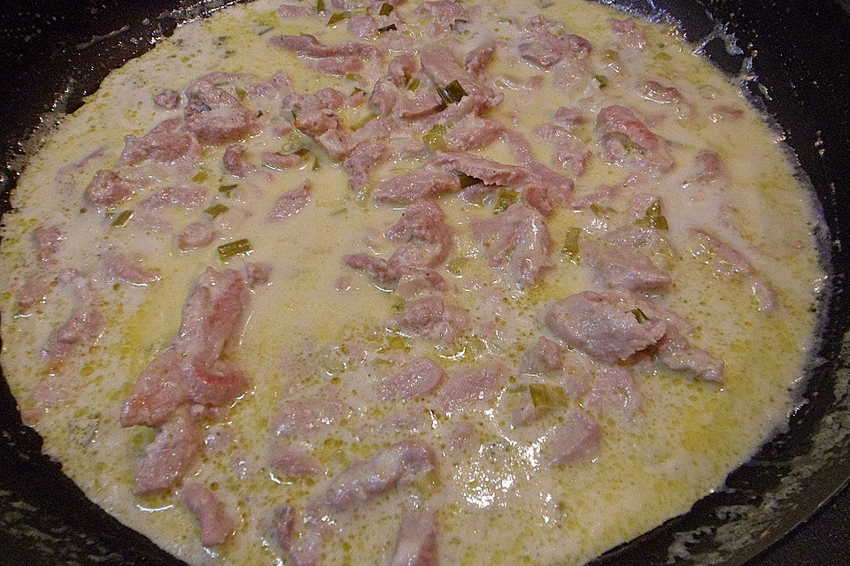 Geschnetzeltes mit Frischkäse