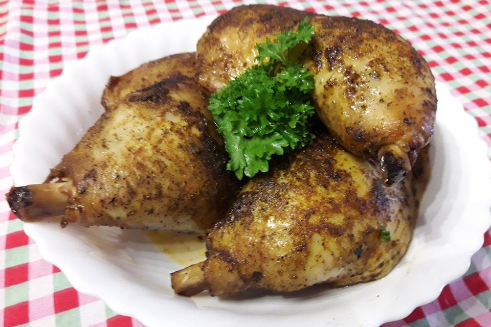 Hähnchenkeule mit Knoblauch und Ingwer aus dem Backofen