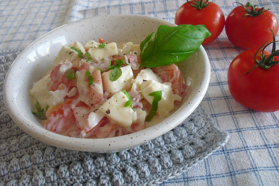 Tomaten-Mozzarella-Salat mit Joghurtdressing