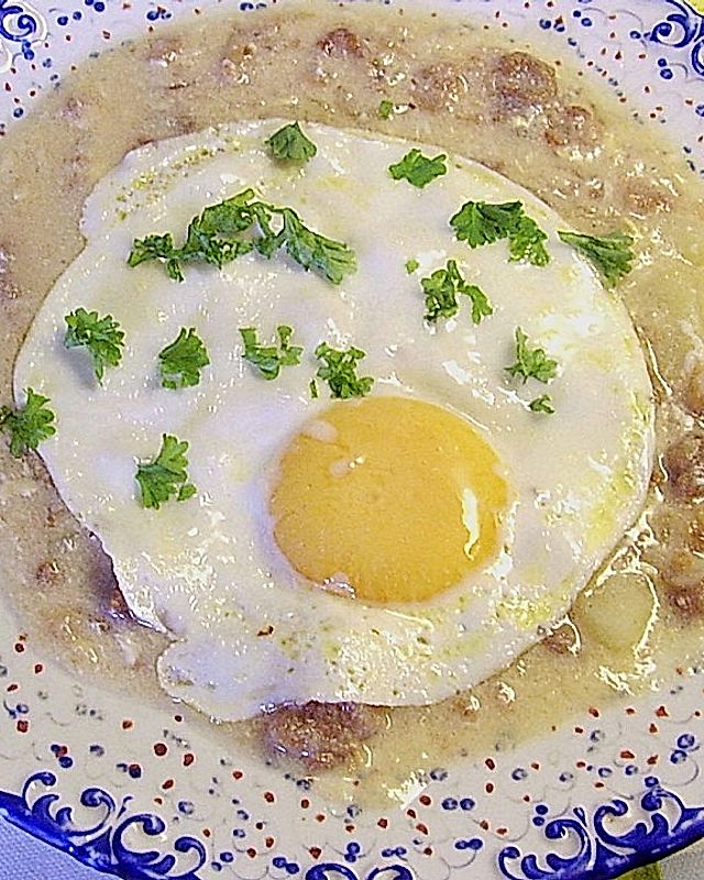 Buttermilchsuppe mit Speck und Zwiebeln auf pommersche Art