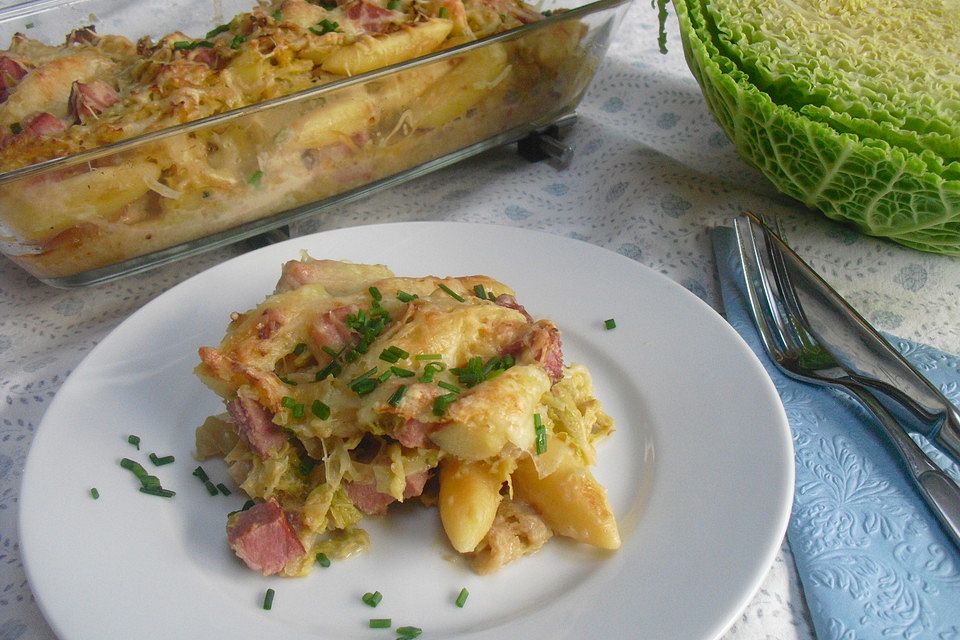 Schupfnudel-Wirsing-Gratin