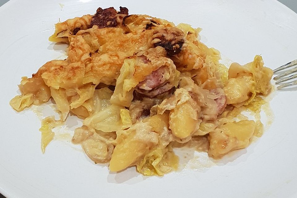 Schupfnudel-Wirsing-Gratin