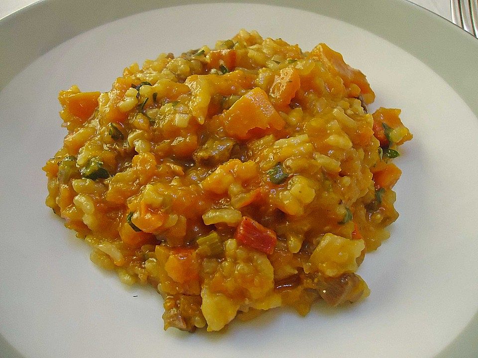 Risotto mit Kürbis, Speck und Steinpilzen von milz-alfred| Chefkoch