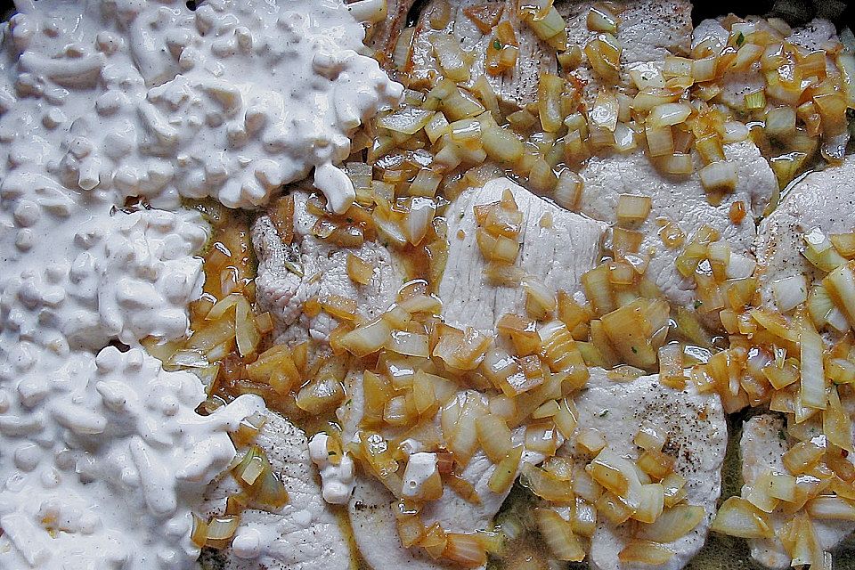 Putenmedaillons mit Mais - Creme, überbacken