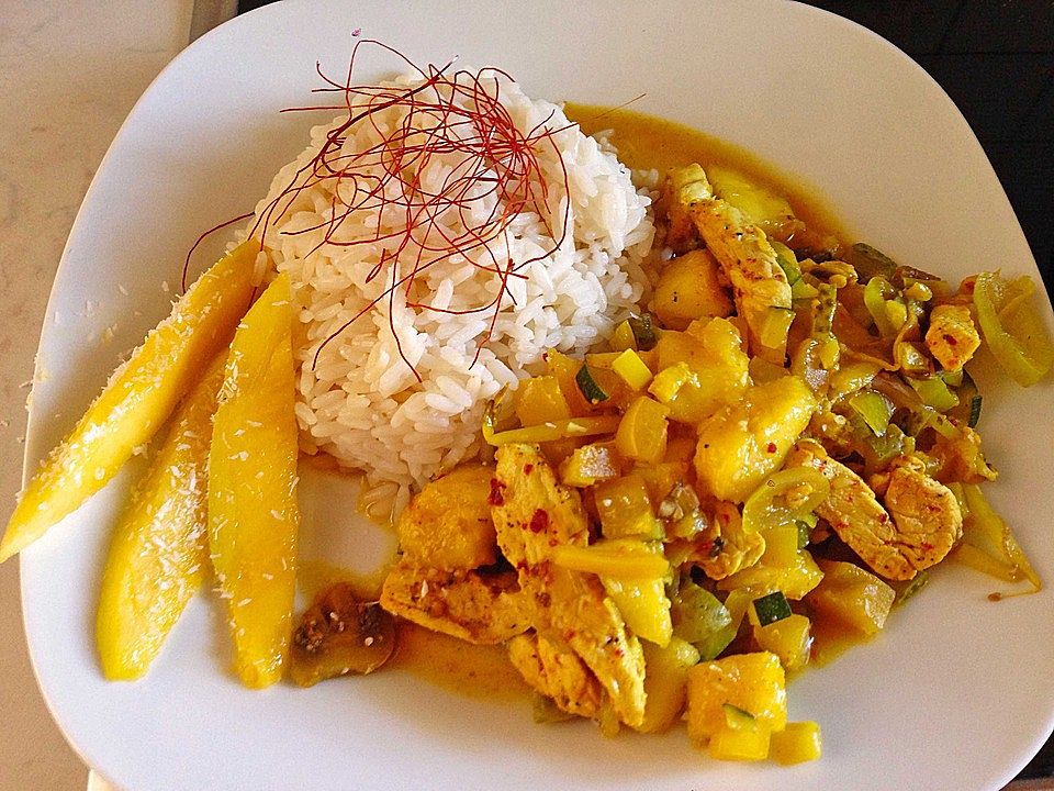 Hähnchen-Curry mit Mango und Banane von wallabee| Chefkoch