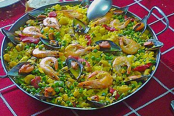 Paella en sartén eléctrico Receta de kanacho- Cookpad