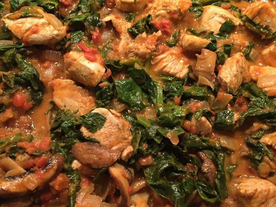 Hähnchen-Erdnuss-Pfanne mit Spinat von TomKaGai| Chefkoch