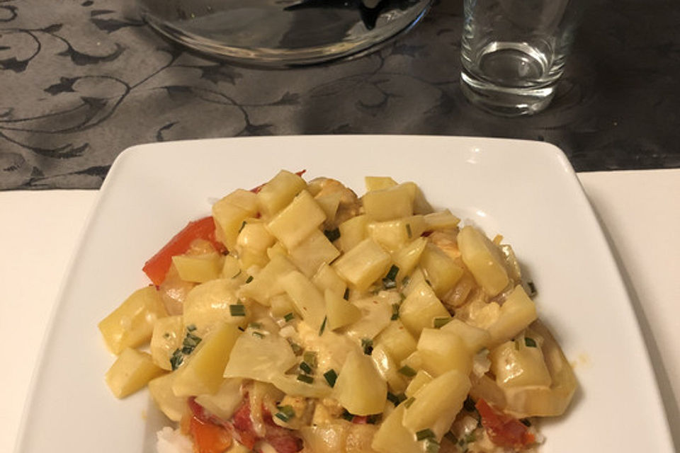 Paprika-Hähnchenpfanne mit Mangosauce