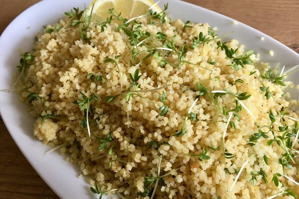 Zitronen-Couscous mit Kresse