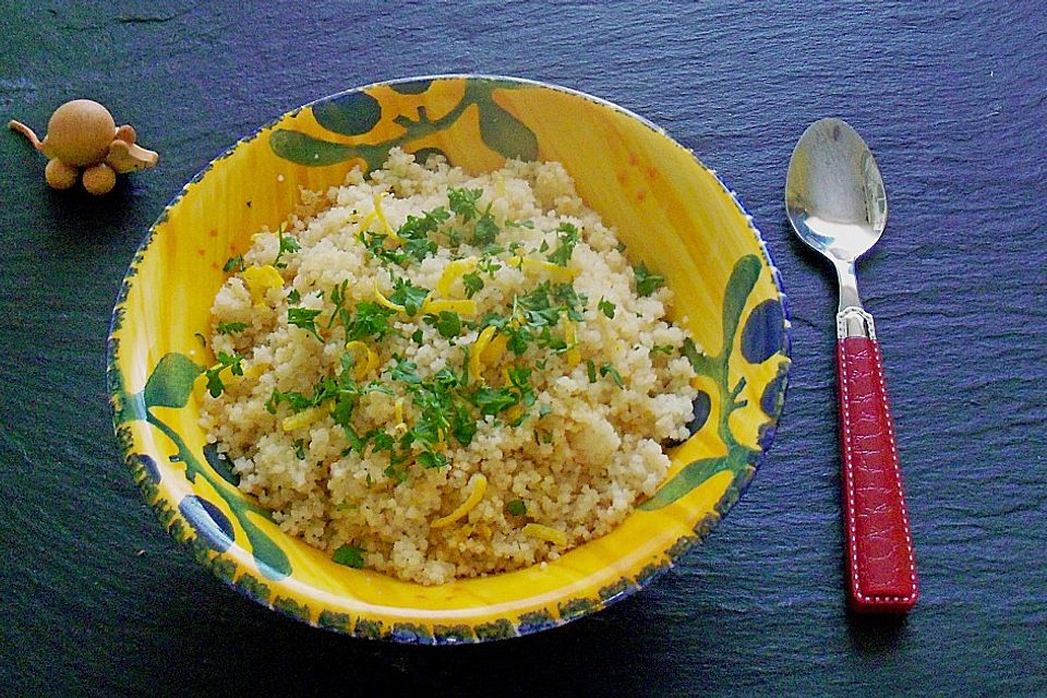 Zitronen-Couscous mit Kresse