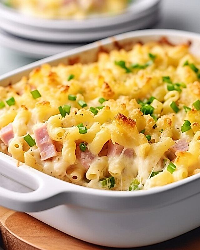 Cremiger Nudelauflauf mit würziger Tomatensauce von Ostmann