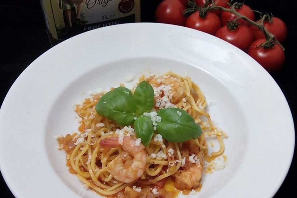 Spaghetti aglio olio e scampi