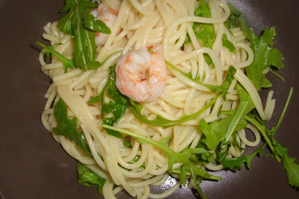 Spaghetti aglio olio e scampi