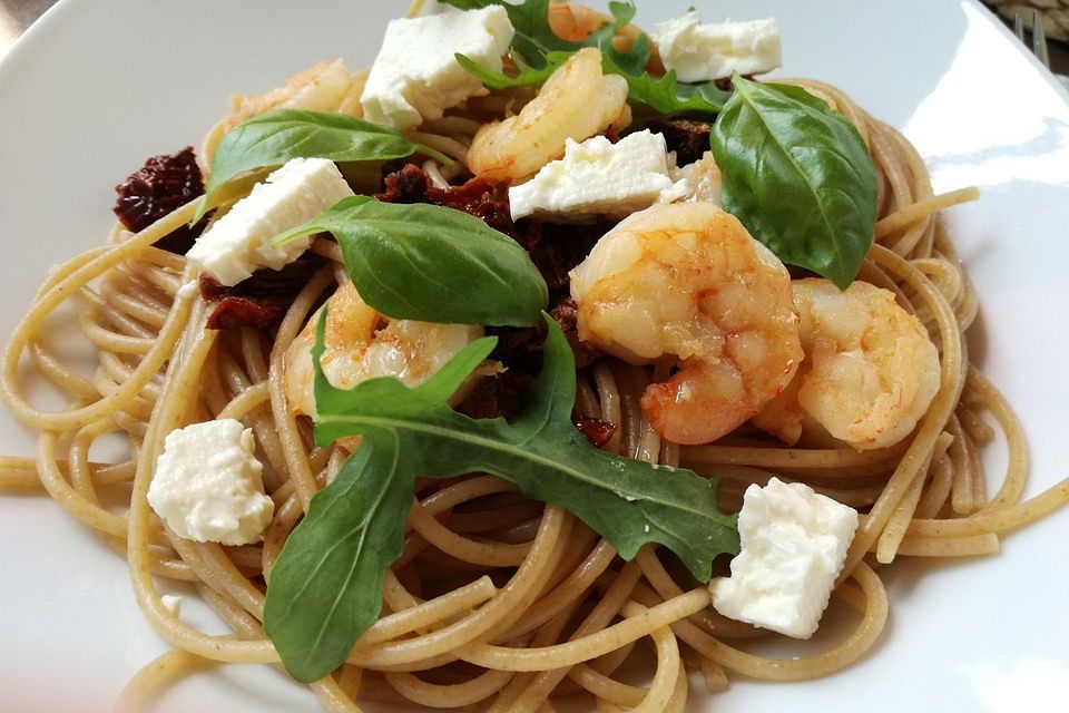 Spaghetti aglio olio e scampi