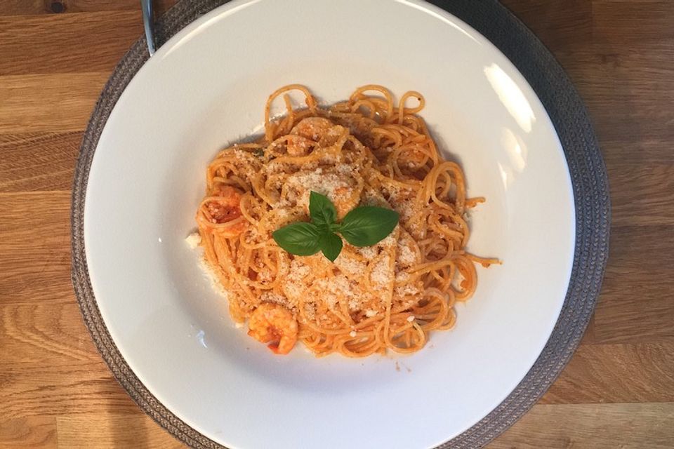 Spaghetti aglio olio e scampi