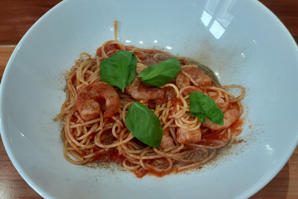 Spaghetti aglio olio e scampi