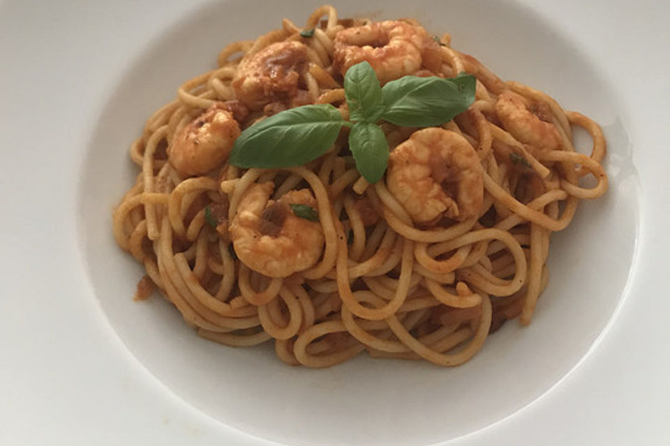 Spaghetti aglio olio e scampi