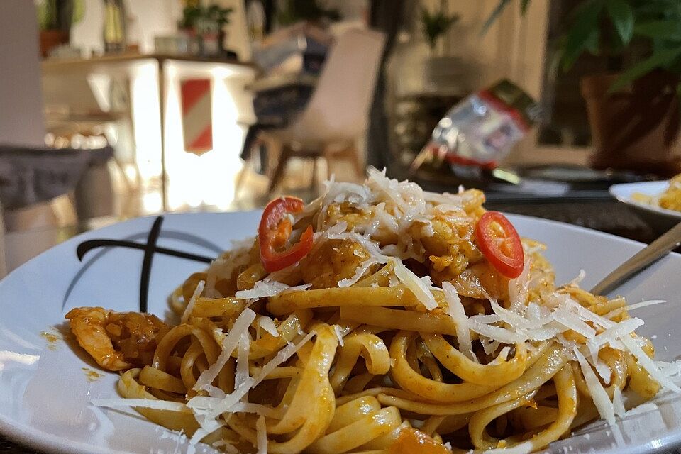 Spaghetti aglio olio e scampi