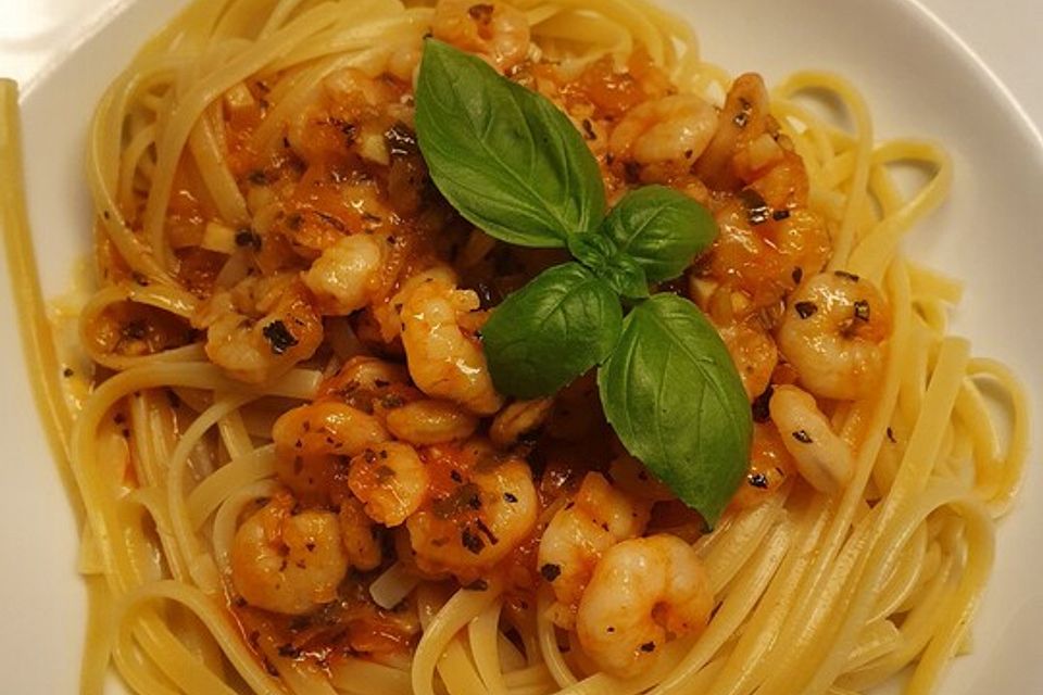 Spaghetti aglio olio e scampi