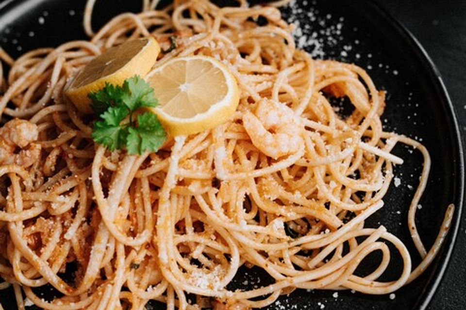 Spaghetti aglio olio e scampi