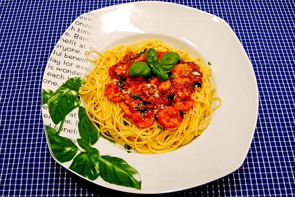 Spaghetti aglio olio e scampi