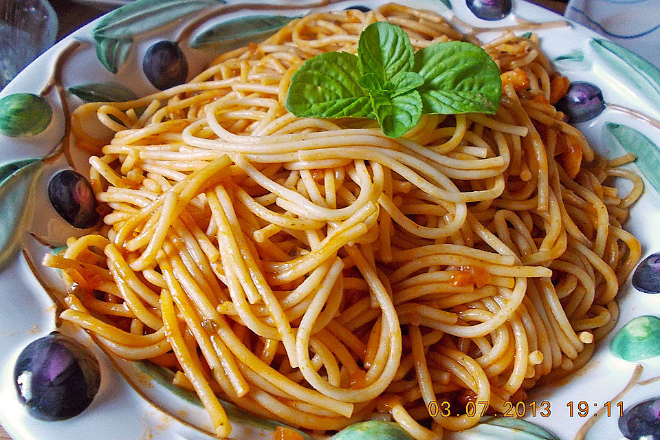 Spaghetti aglio olio e scampi