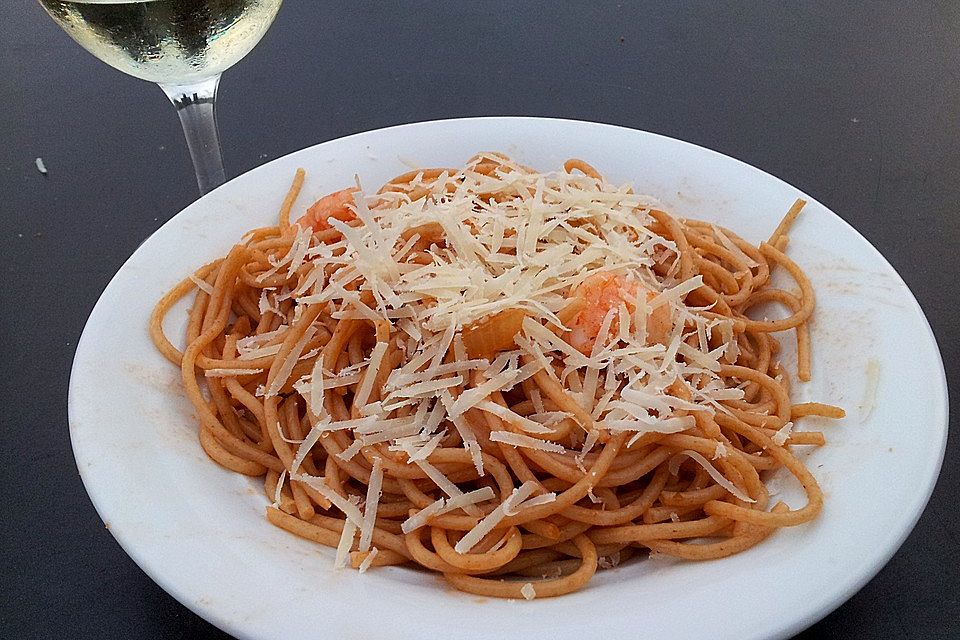 Spaghetti aglio olio e scampi