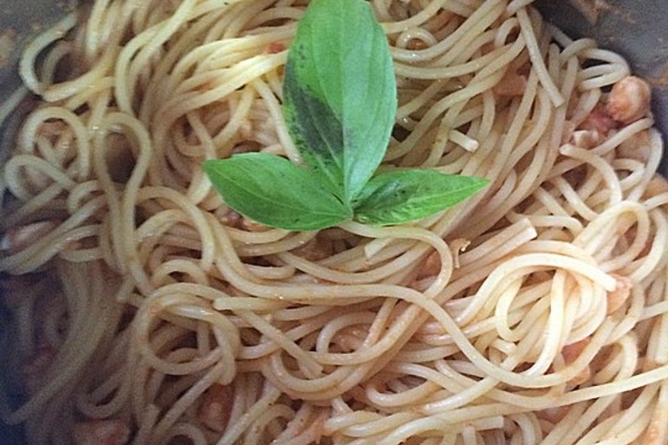 Spaghetti aglio olio e scampi