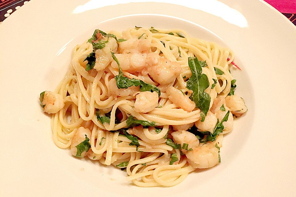 Spaghetti aglio olio e scampi