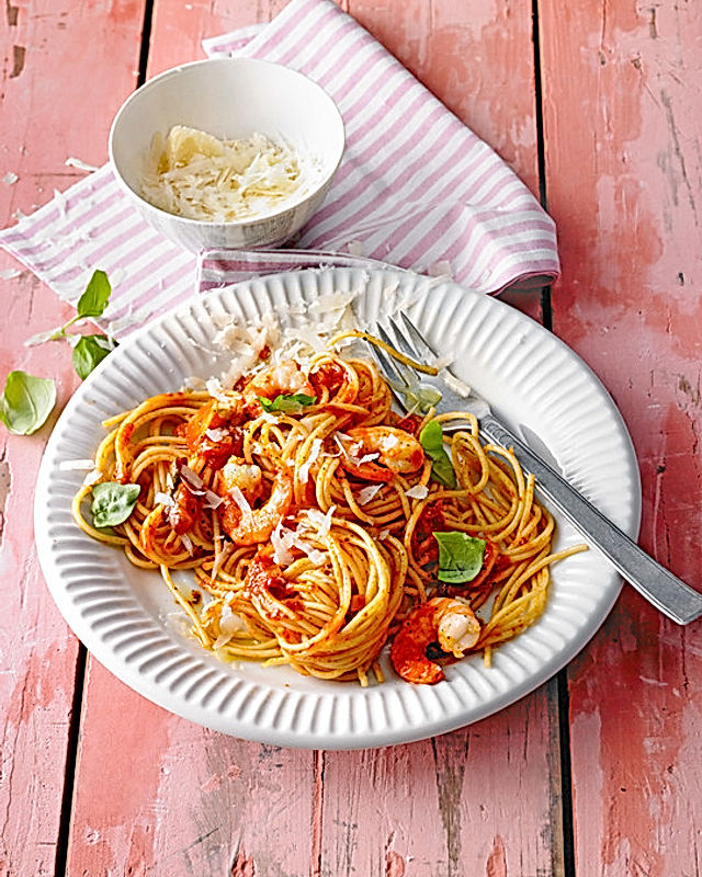 Spaghetti aglio olio e scampi