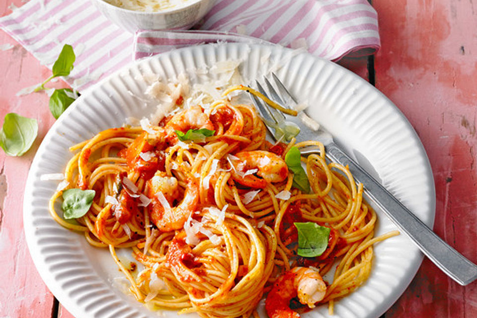 Spaghetti aglio olio e scampi