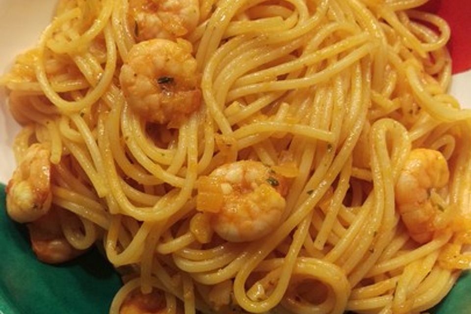 Spaghetti aglio olio e scampi