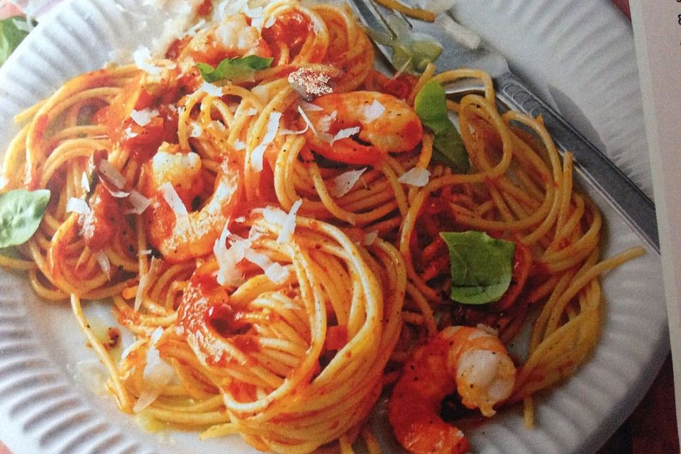 Spaghetti aglio olio e scampi