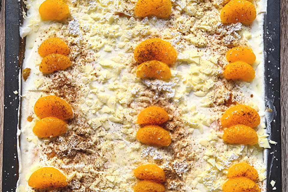 Früchtekuchen mit Mandarinen vom Blech Früchtekuchen mit Mandarinen vom Blech