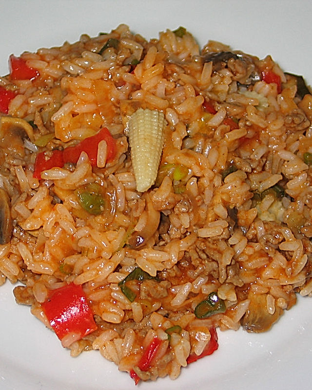 Curry-Reispfanne mit Hackfleisch