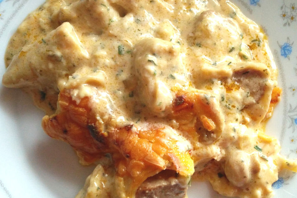 Maultaschen-Frischkäse-Auflauf Maultaschen-Frischkäse-Auflauf