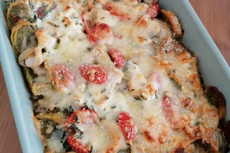 Maultaschen-Frischkäse-Auflauf Maultaschen-Frischkäse-Auflauf