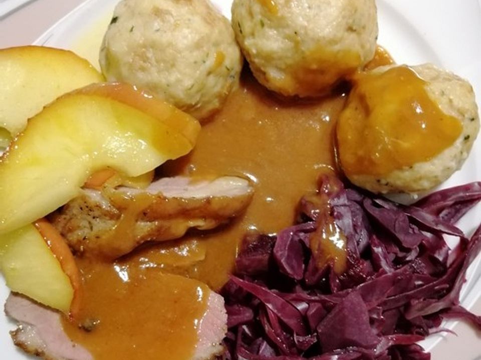 Flugentenbrust mit gebratenen Apfelscheiben und Kroketten von icendfire ...