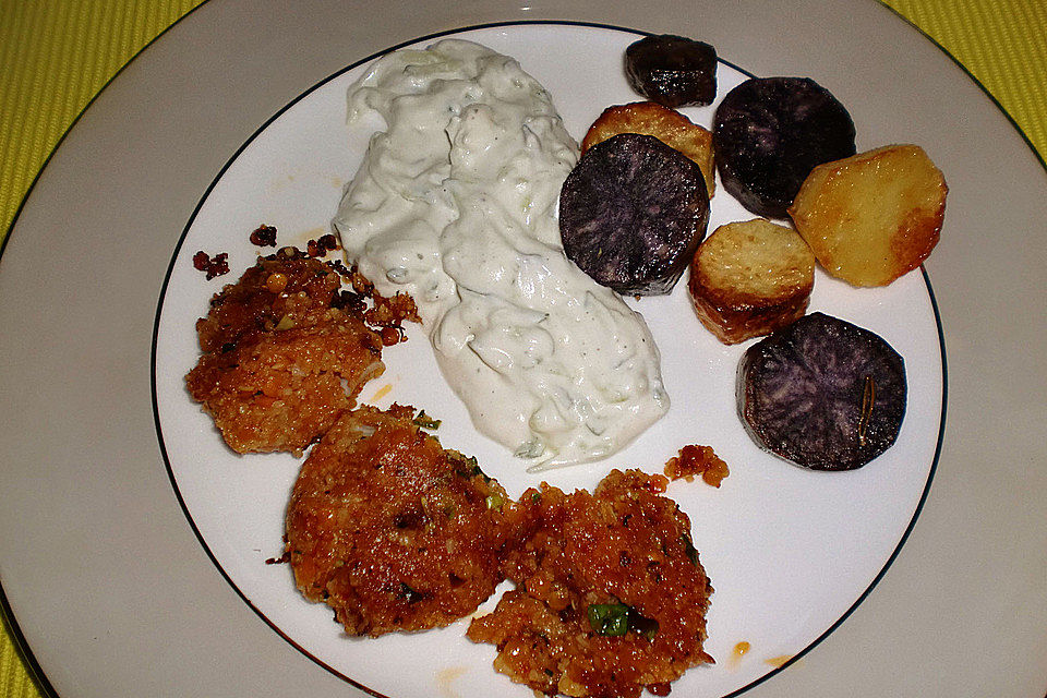 Linsenbällchen mit Tzatziki